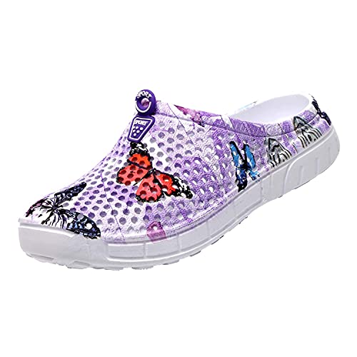 Damen Clogs Pantoletten Sommer Hausschuhe Gartenschuhe Leicht Atmungsaktiv Leichte schnell trocknende Schuhe Sandalen grau 39 von ELIOGN