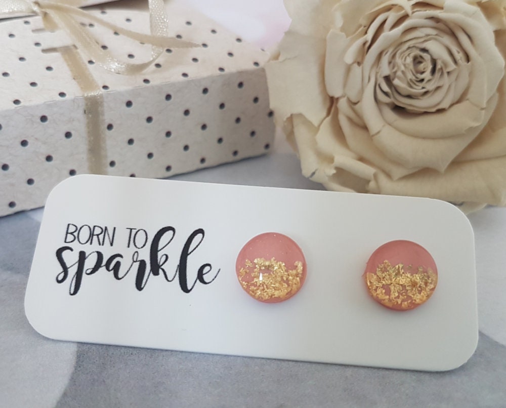 Blush Und Gold Ohrringe, Ohrstecker, Braut Ohrringe Blush, Pfirsich Bolzen, Geschenk Für Patin von ElisGiftBoutique