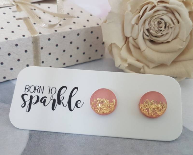 Blush Und Gold Ohrringe, Ohrstecker, Braut Ohrringe Blush, Pfirsich Bolzen, Geschenk Für Patin von ElisGiftBoutique