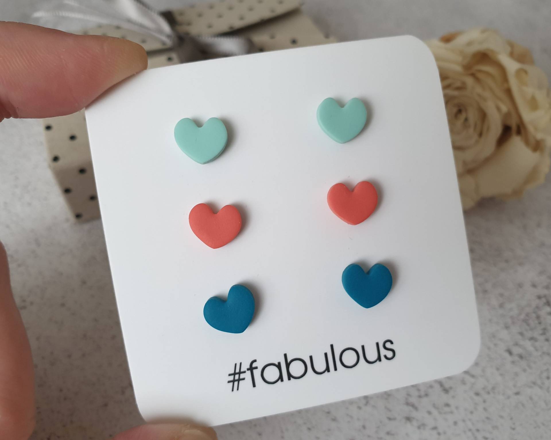 Bunte Ohrstecker, Spaß Ohrringe Herz, Geschenk Für Beste Freundin Weiblich, Niedliche Ohrring-Sets, Herz Ohrstecker Sie, Mint von ElisGiftBoutique