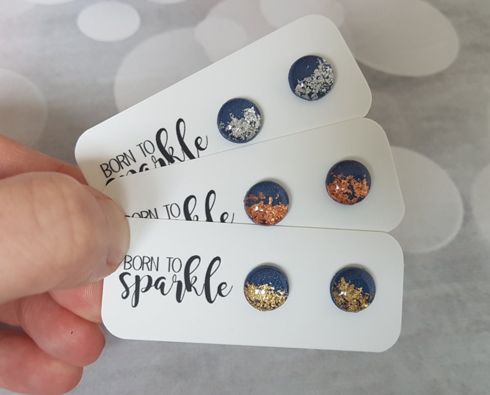 Marine Blaue Ohrstecker, Und Silber Ohrringe Kupfer, Dunkelblaue Ohrringe, Funkelnde Geschenk Für Sie, Gold Ohrstecker Marine Blaue Ohrstecker, Und Silber Ohrringe Kupfer, Dunkelblaue Ohrringe, Funkelnde Geschenk Für Sie, Gold Ohrstecker von ElisGiftBoutique