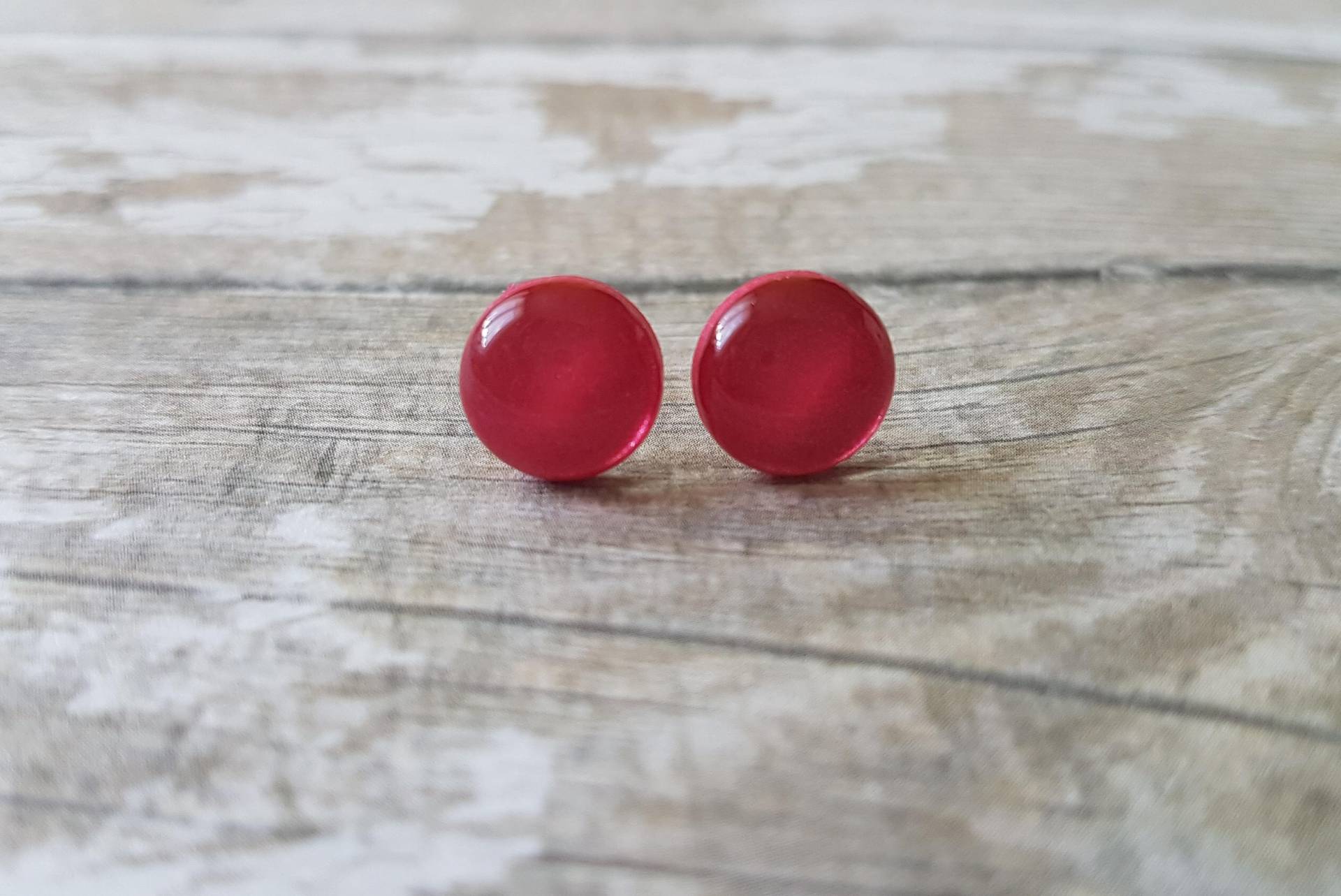 Rote Ohrstecker, Minimal Ohrringe Rot Geschenk Ideen Für Mutter, Weihnachtsgeschenke Unter 10, Rot Hochzeit, Elegante Ohrstecker von ElisGiftBoutique