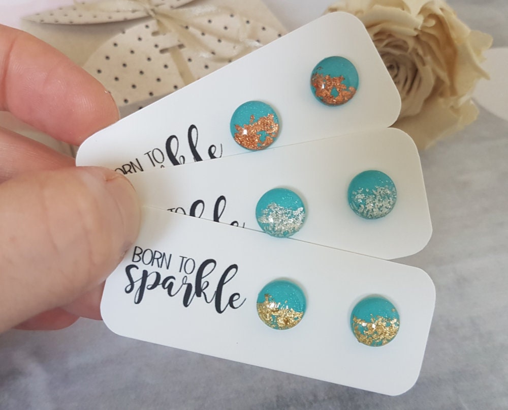 Türkis Ohrstecker, Minimalist, Moderne Ohrringe Türkis, Weihnachtsgeschenk Für Freund, Freundin, Schöne von ElisGiftBoutique