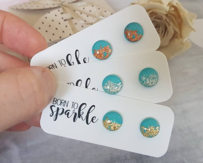 Türkis Ohrstecker, Minimalist, Moderne Ohrringe Türkis, Weihnachtsgeschenk Für Freund, Freundin, Schöne von ElisGiftBoutique