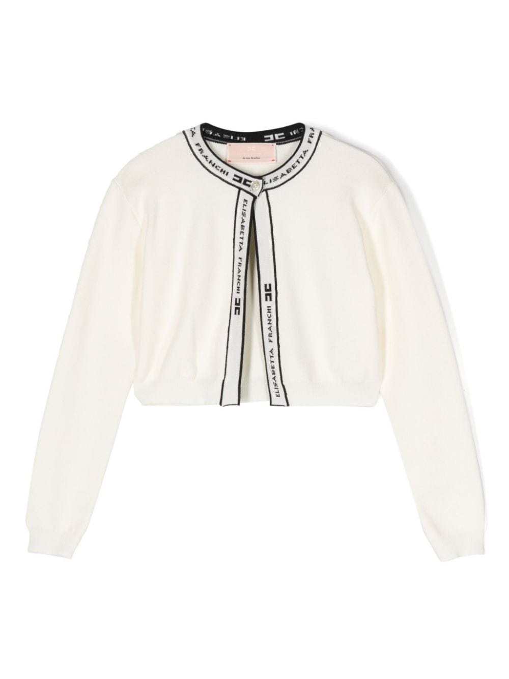 Elisabetta Franchi La Mia Bambina Cardigan mit Logo-Borten - Nude von Elisabetta Franchi La Mia Bambina