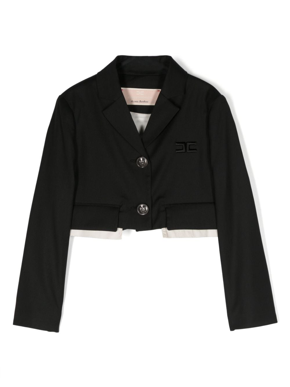 Elisabetta Franchi La Mia Bambina Cropped-Blazer mit Logo-Stickerei - Schwarz von Elisabetta Franchi La Mia Bambina