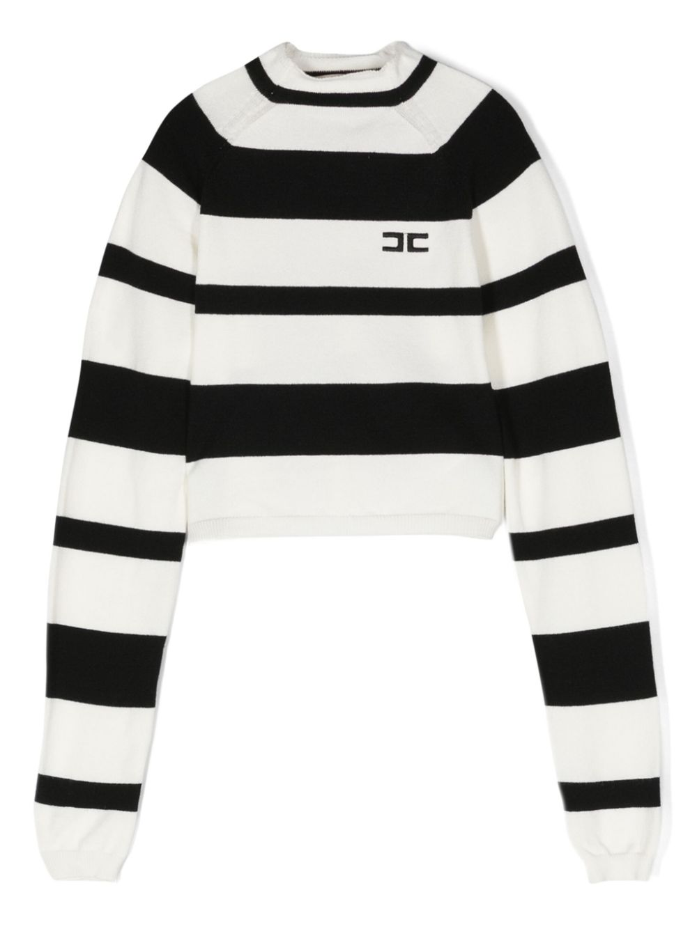 Elisabetta Franchi La Mia Bambina Gestreifter Cropped-Pullover - Weiß von Elisabetta Franchi La Mia Bambina