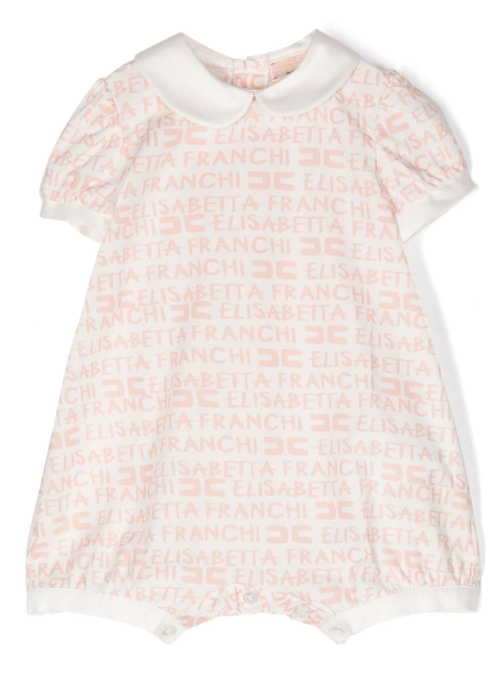 Elisabetta Franchi La Mia Bambina Kurzer Popeline-Strampler mit Logo-Print - Nude von Elisabetta Franchi La Mia Bambina