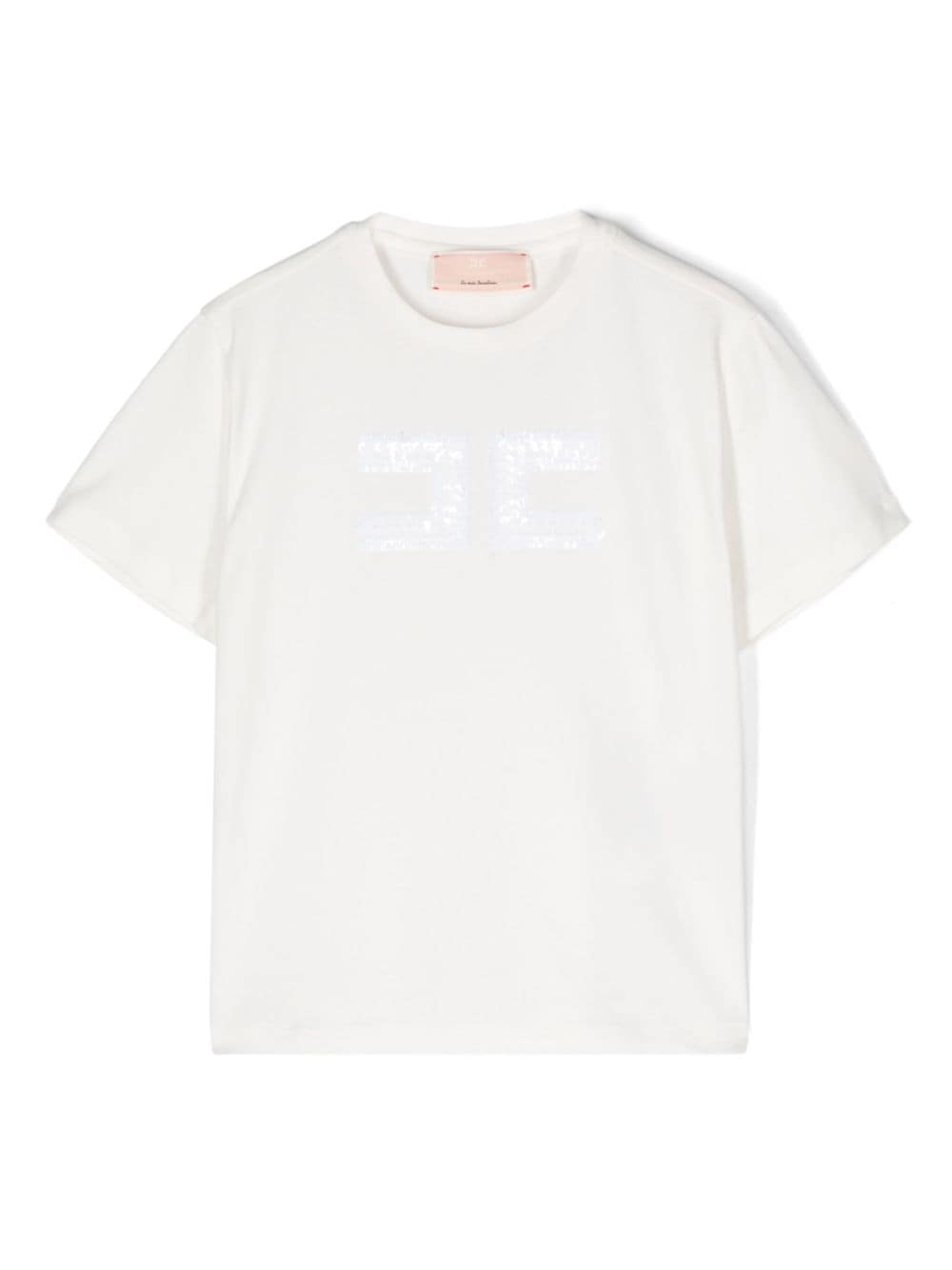 Elisabetta Franchi La Mia Bambina T-Shirt mit Pailletten-Logo - Nude von Elisabetta Franchi La Mia Bambina