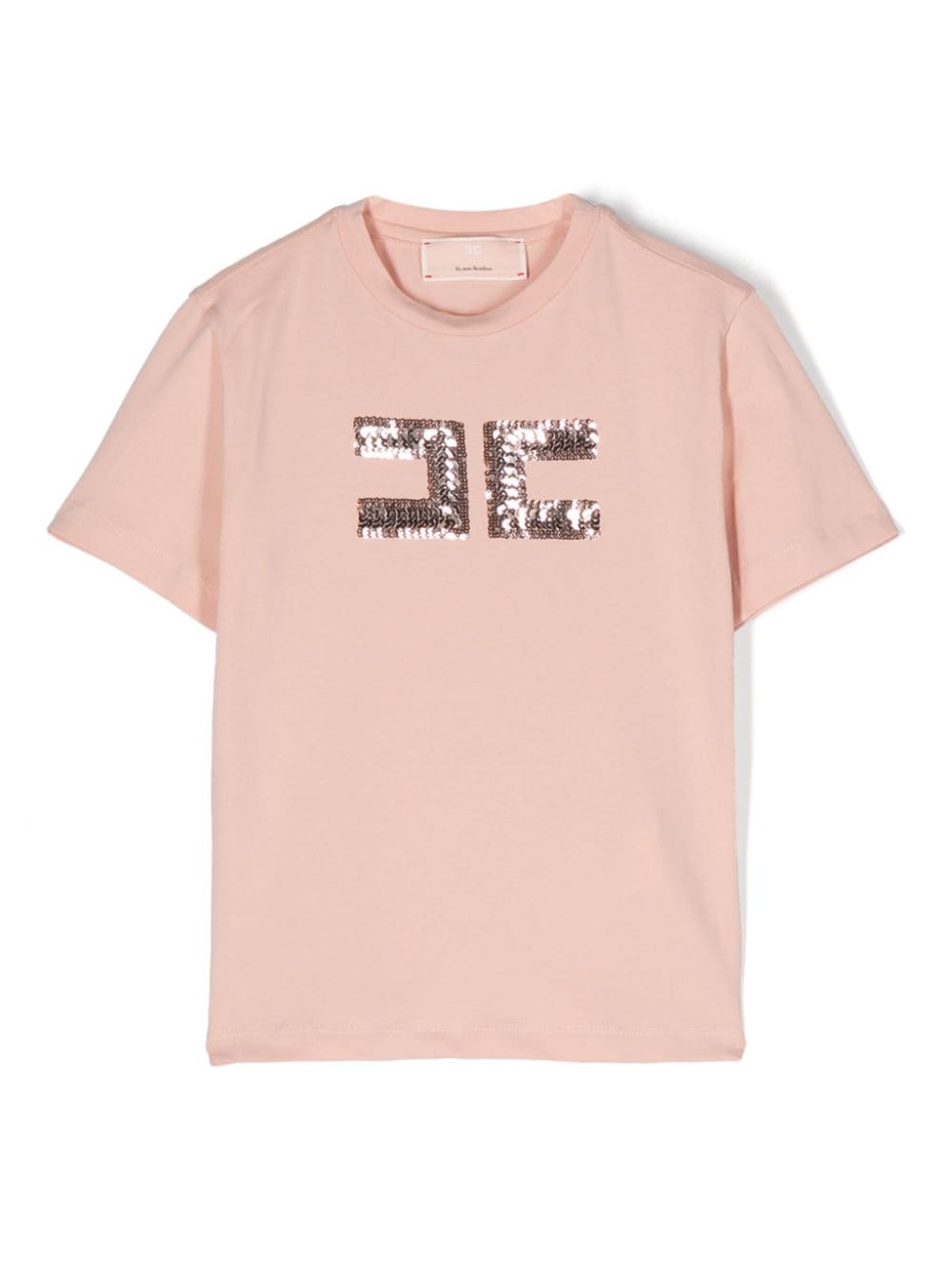 Elisabetta Franchi La Mia Bambina T-Shirt mit Pailletten-Logo - Rosa von Elisabetta Franchi La Mia Bambina