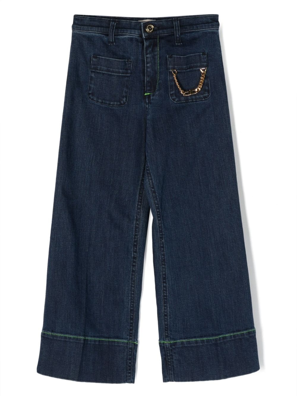Elisabetta Franchi La Mia Bambina Wide-Leg-Jeans mit Kettendetail - Blau von Elisabetta Franchi La Mia Bambina