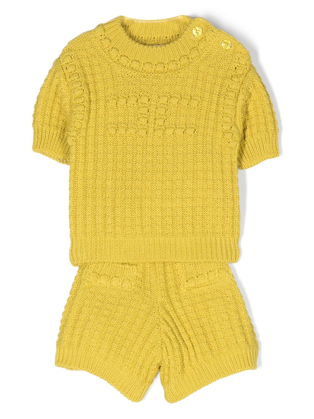 Elisabetta Franchi La Mia Bambina Gestricktes Short-Set - Gelb von Elisabetta Franchi La Mia Bambina