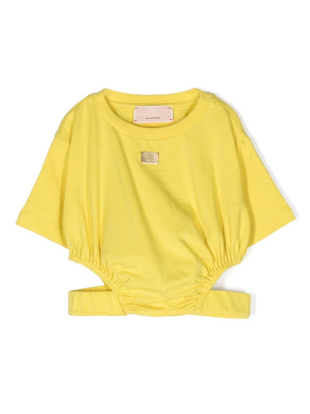 Elisabetta Franchi La Mia Bambina Cut-Out-T-Shirt mit Logo-Schild - Gelb von Elisabetta Franchi La Mia Bambina