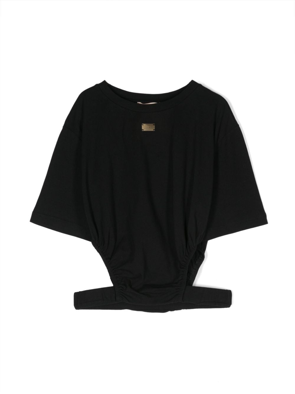 Elisabetta Franchi La Mia Bambina Cut-Out-T-Shirt mit Logo-Schild - Schwarz von Elisabetta Franchi La Mia Bambina