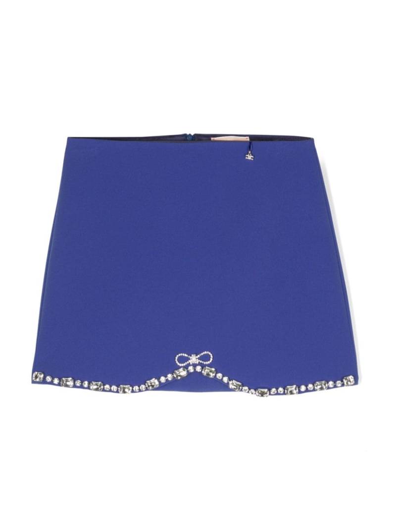 Elisabetta Franchi La Mia Bambina Krepprock mit Strassverzierung - Blau von Elisabetta Franchi La Mia Bambina