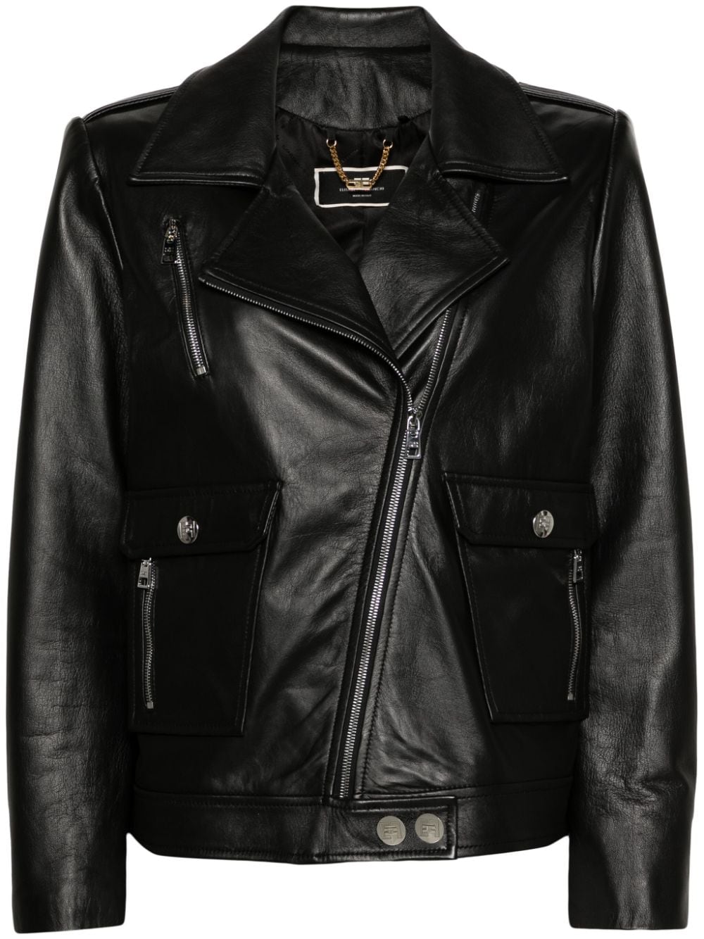 Elisabetta Franchi Bikerjacke aus Leder - Schwarz von Elisabetta Franchi