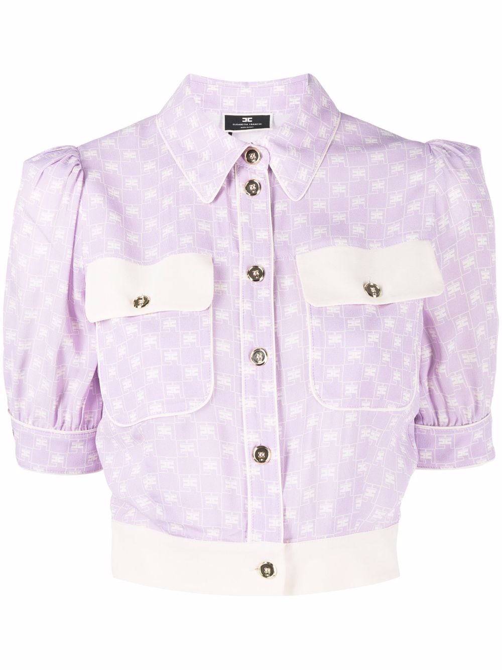 Elisabetta Franchi Cropped-Bluse mit Logo-Print - Violett von Elisabetta Franchi