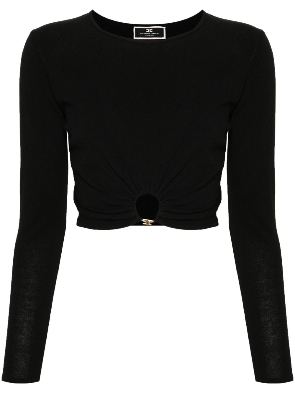 Elisabetta Franchi Cropped-Pullover mit Logo-Schild - Schwarz von Elisabetta Franchi