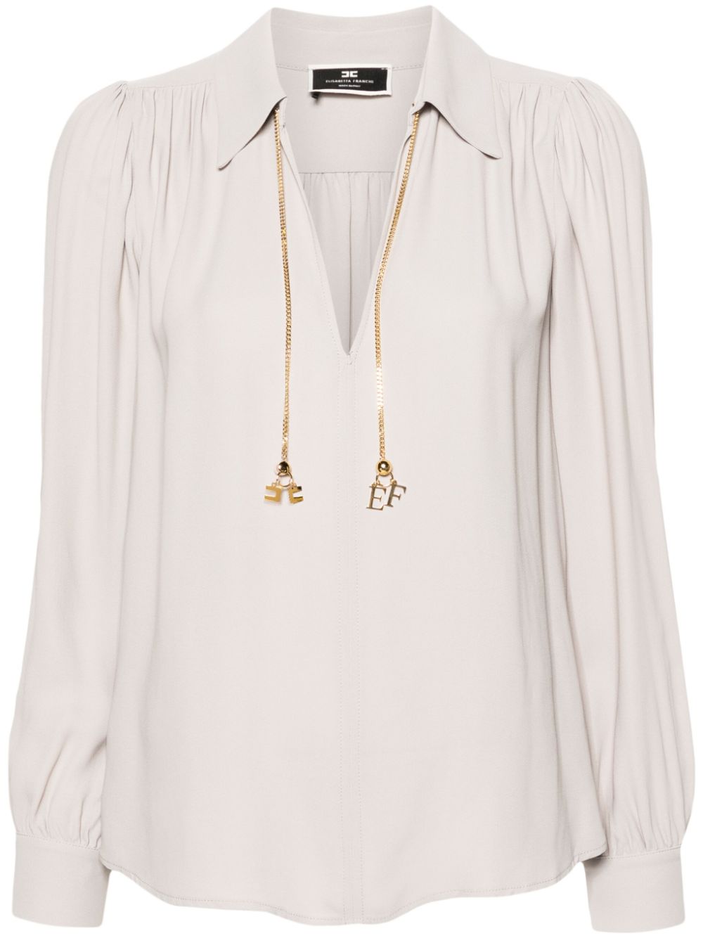 Elisabetta Franchi Georgette-Bluse mit Kettendetail - Grau von Elisabetta Franchi