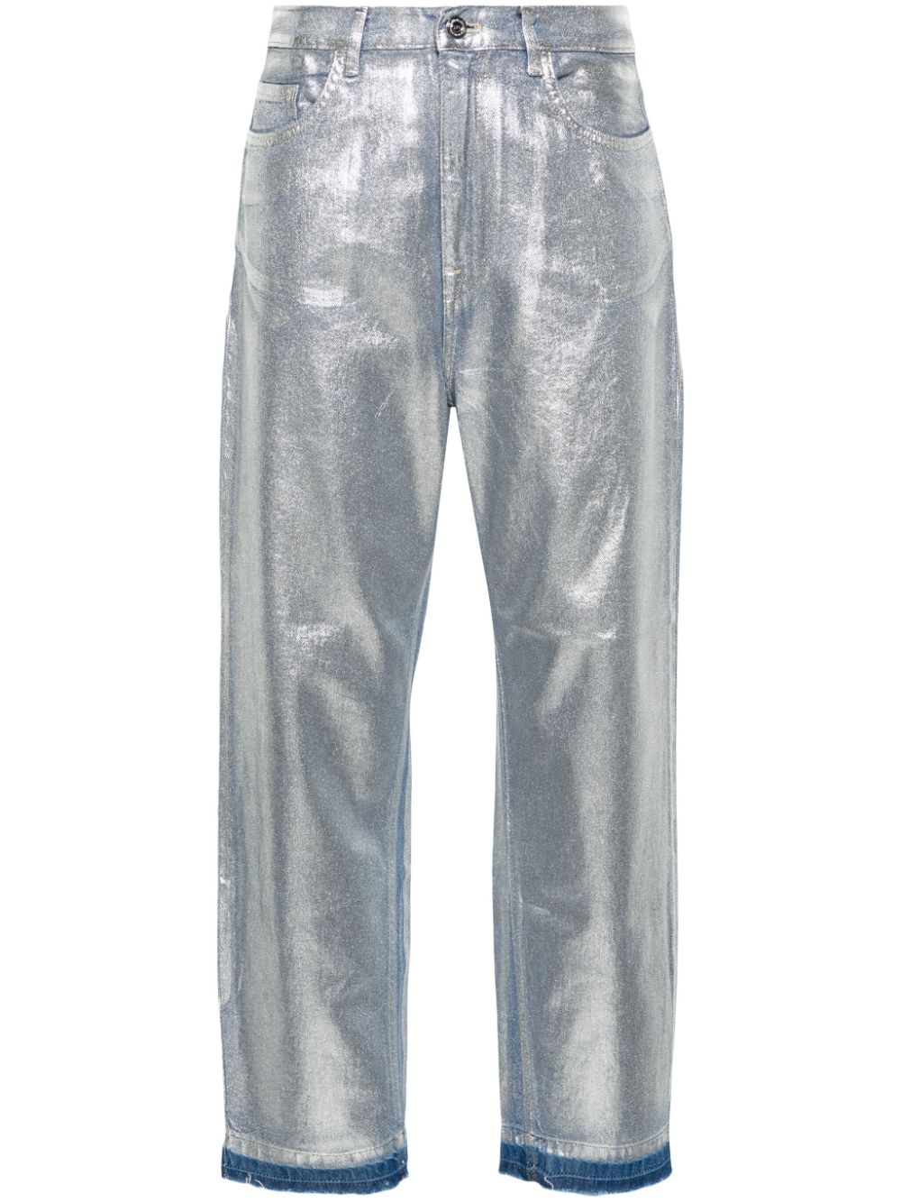 Elisabetta Franchi Laminierte Boyfriend-Jeans - Silber von Elisabetta Franchi