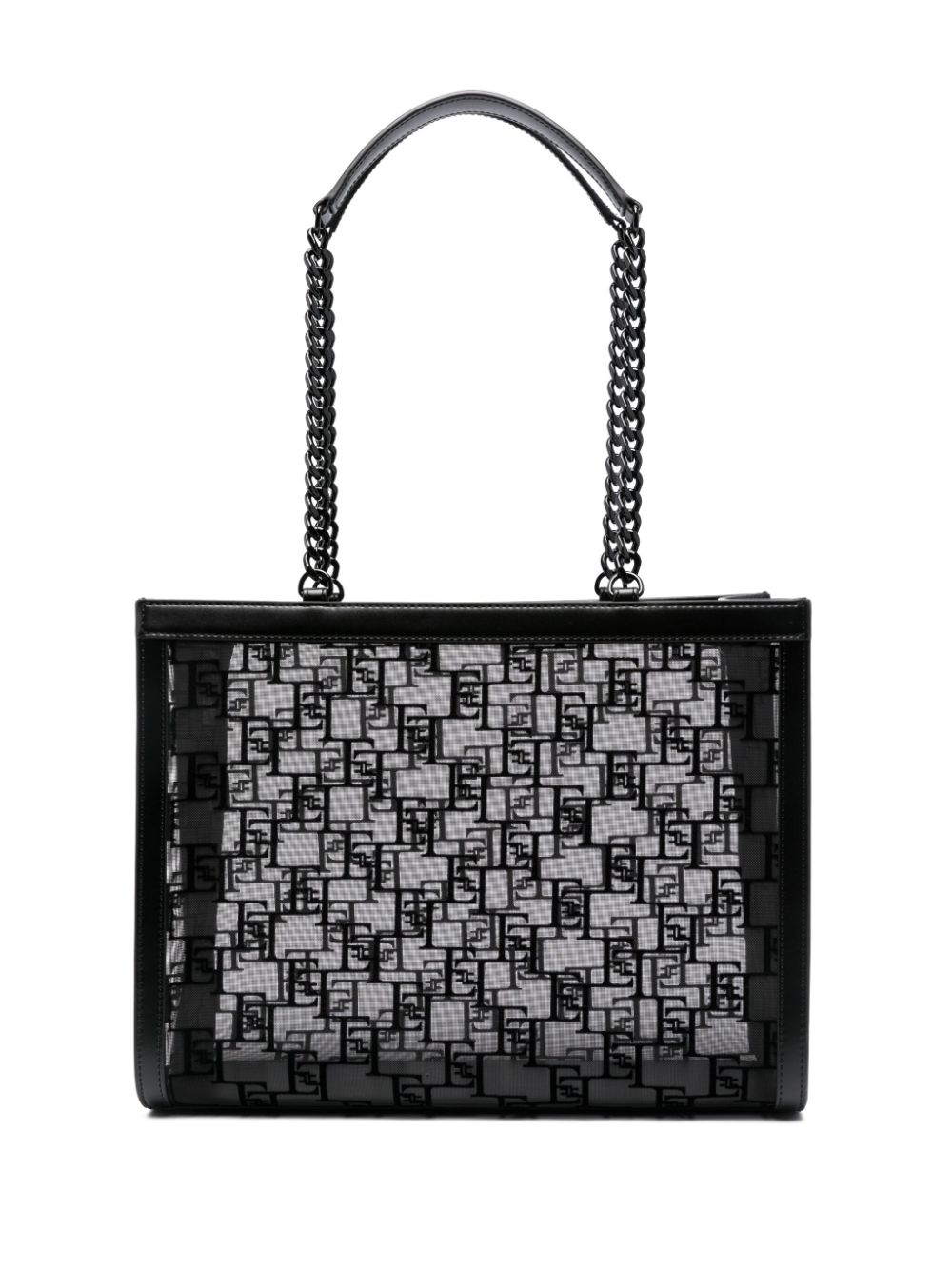 Elisabetta Franchi Schultertasche mit geflocktem Logo - Schwarz von Elisabetta Franchi