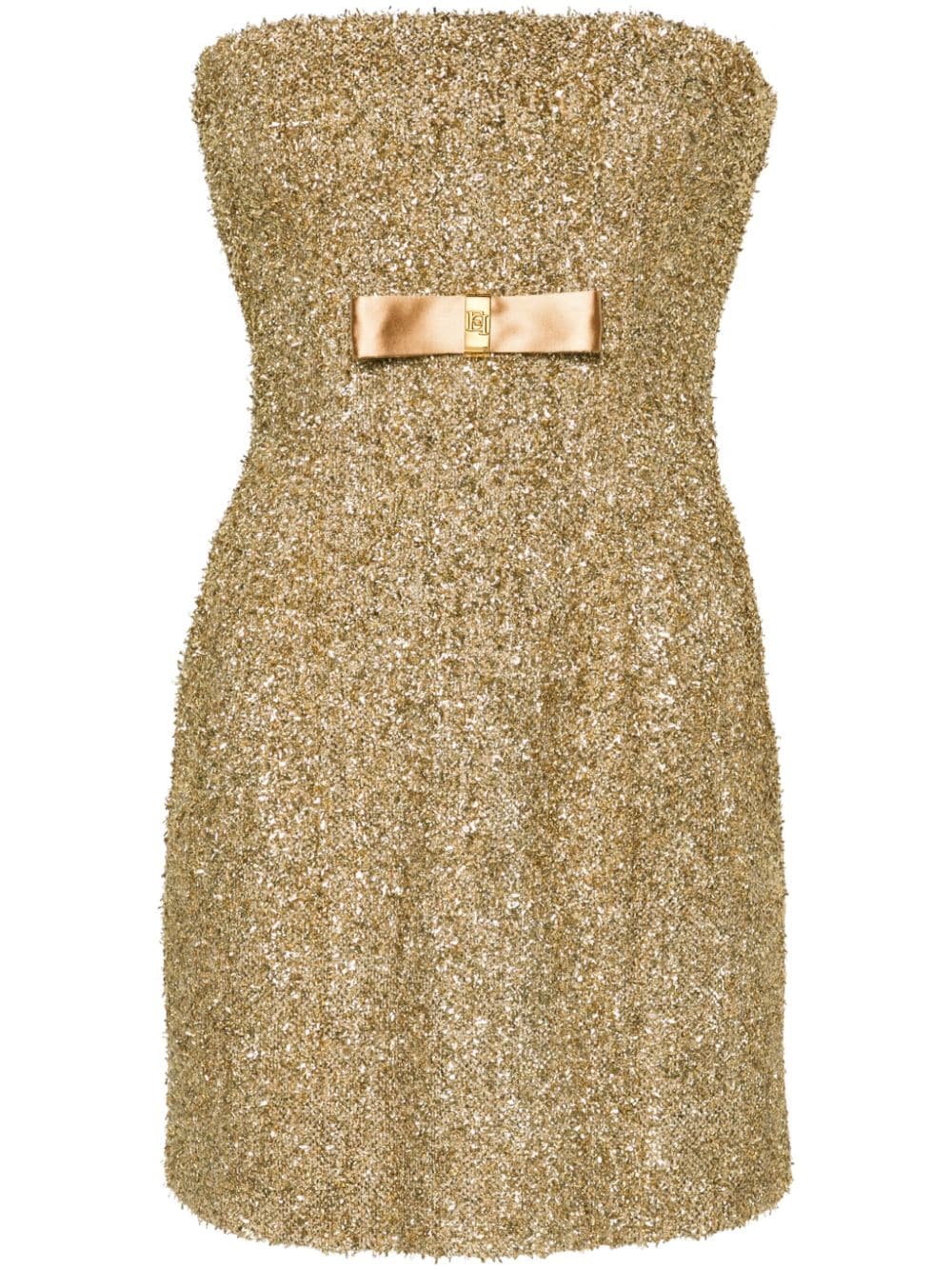 Elisabetta Franchi Tweed-Minikleid mit eckigem Ausschnitt - Gold von Elisabetta Franchi