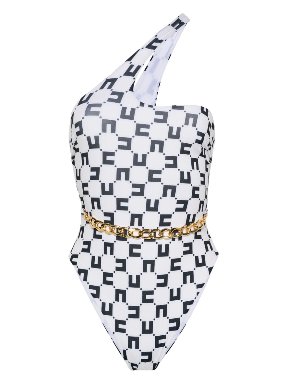 Elisabetta Franchi chain-detail monogram swimsuit - Weiß von Elisabetta Franchi