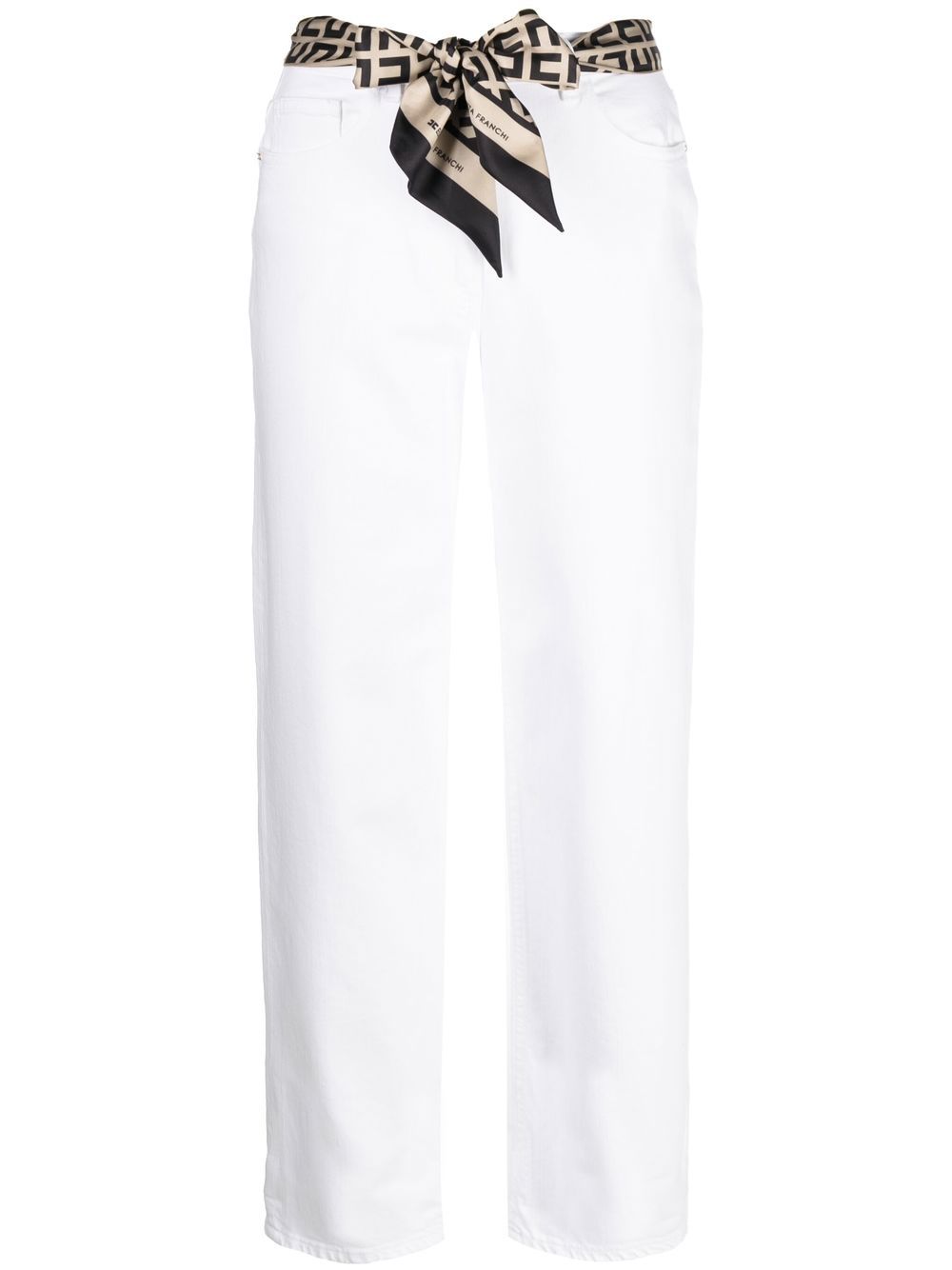 Elisabetta Franchi Cropped-Jeans mit Gürtel - Weiß von Elisabetta Franchi