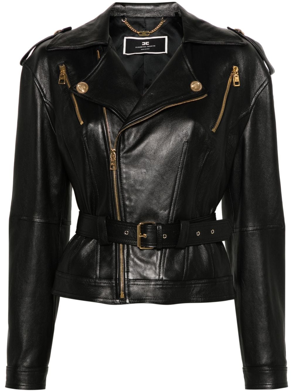 Elisabetta Franchi Bikerjacke aus Leder - Schwarz von Elisabetta Franchi