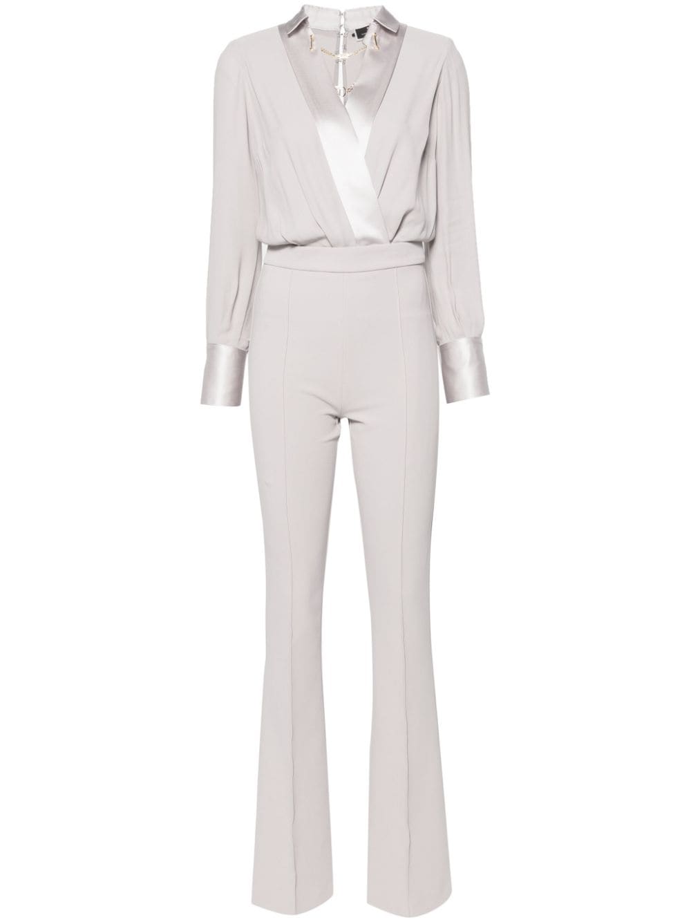 Elisabetta Franchi Ausgestellter Jumpsuit mit Logo-Kette - Grau von Elisabetta Franchi