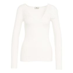 Weißes Stricktop Mit Blumen Von Elisabetta Franchi von Elisabetta Franchi