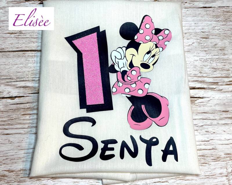 1. Geburtstag Body Mädchen "Rosa Maus" Personalisiert | Bügelprint Geschenk Aufmerksamkeit von EliseeShop