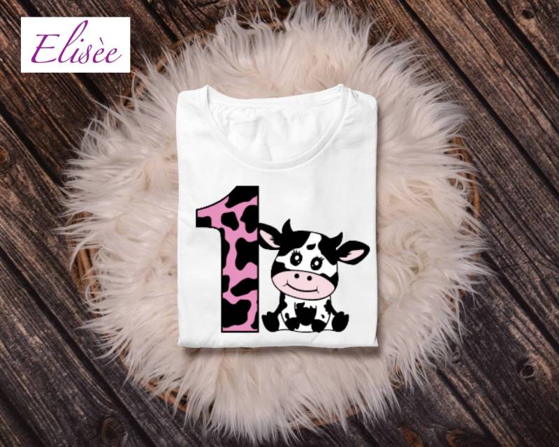 1. Geburtstag Mädchen "Kuh" Personalisiert | Bügelprint Geschenk Aufmerksamkeit von EliseeShop