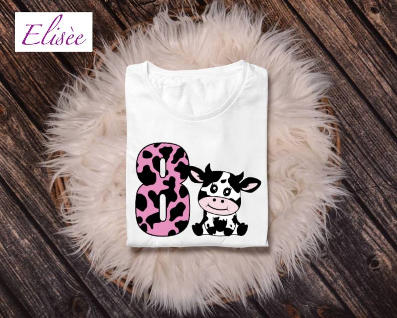 8. Geburtstag Mädchen "Kuh" Personalisiert | Bügelprint Geschenk Aufmerksamkeit von EliseeShop