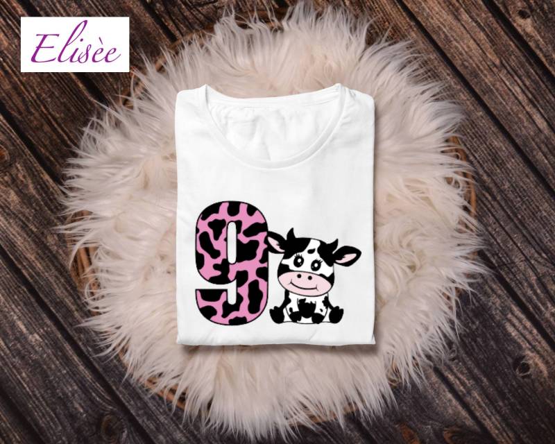 9. Geburtstag Mädchen "Kuh" Personalisiert | Bügelprint Geschenk Aufmerksamkeit von EliseeShop