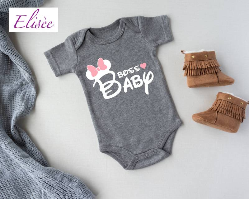 Body Baby Mädchen Mit Schleife "Boss Baby" Personalisiert | Bügelprint Geschenk Aufmerksamkeit Geburtstag von EliseeShop