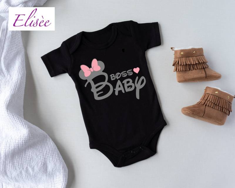 Body Baby Mädchen Mit Schleife "Boss Baby" Personalisiert | Bügelprint Geschenk Aufmerksamkeit Geburtstag von EliseeShop