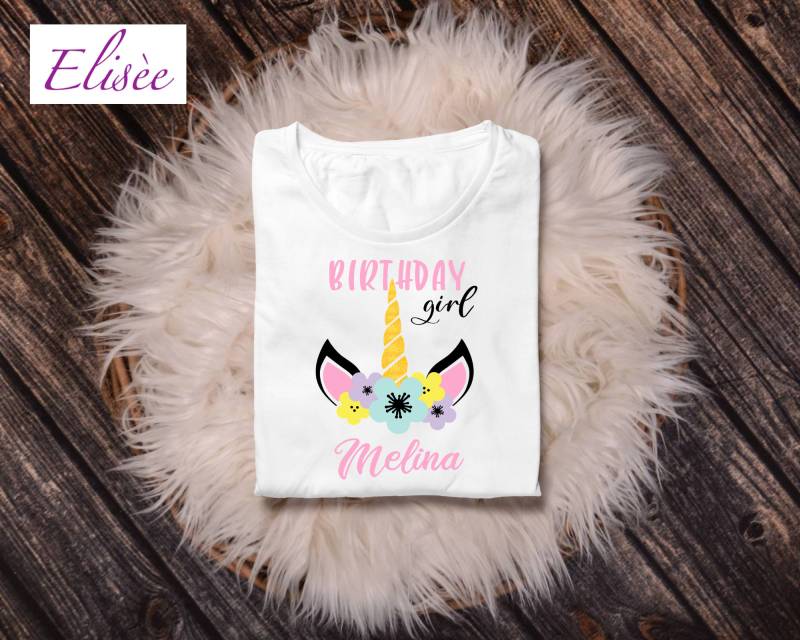 Geburtstag Shirtkleid Mädchen "Einhorn" Personalisiert | Bügelprint Geschenk Aufmerksamkeit von EliseeShop