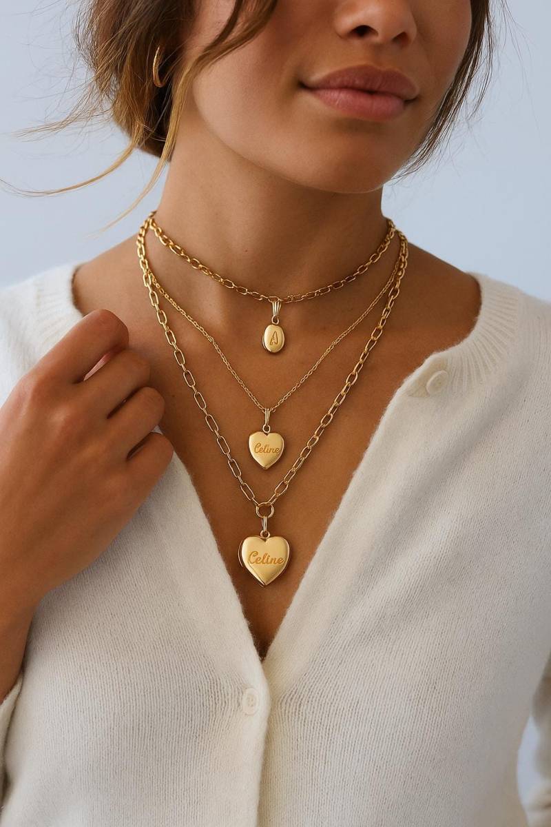 Personalisierte Gold Herz Locket Halskette Gravur Erbstück Geschenk von StoryHouseGoods