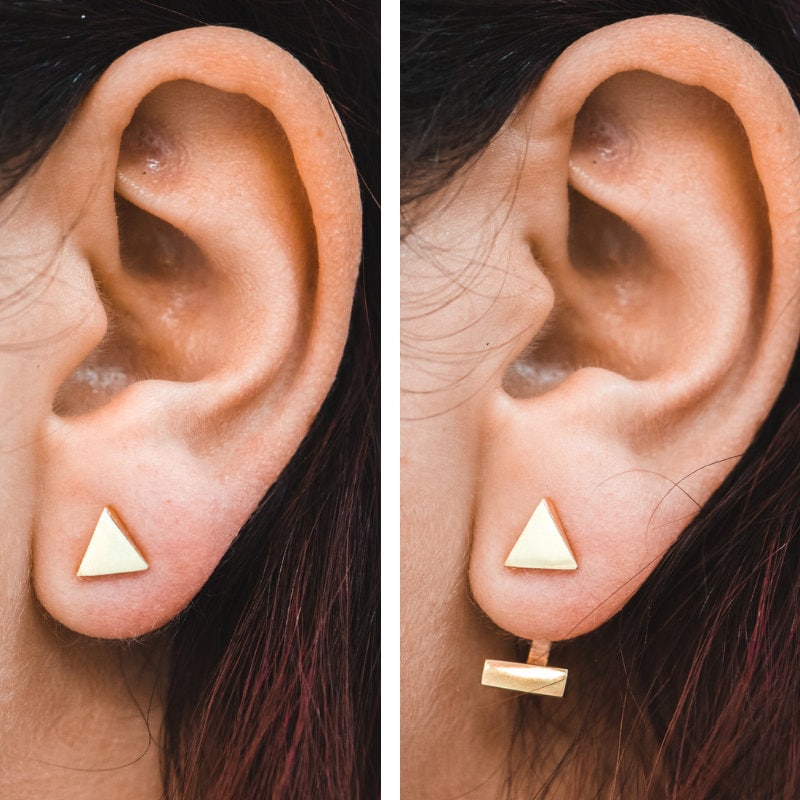 14K Gold Vorder - Und Rückseite Ohrringe/Einzigartige Ohrstecker Ohrring Jacke Ohr Manschette Geschenke Für Mama von ElissarJewelry