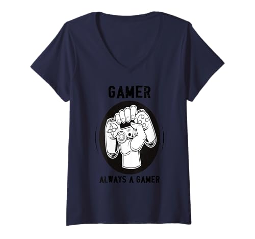 Damen Konsolengriff Power Hardcore Gamer mit Fokus T-Shirt mit V-Ausschnitt Damen Konsolengriff Power Hardcore Gamer mit Fokus T-Shirt mit V-Ausschnitt von Elite Controller und Meisterspieler Power