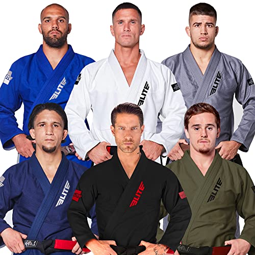 Elite Sports BJJ GI für Herren IBJJF Kimono BJJ Jiujitsu GIS mit sanforisiertem Stoff und Gürtel (siehe spezielle GröÃŸentabelle) (Premium Grau, GröÃŸe 4) von Elite Sports