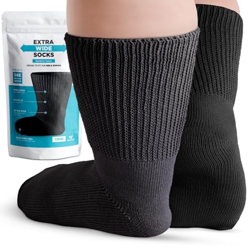 Bariatric Socks Extra Wide Diabetikersocken für Damen Lymphödem Socken Extra Breite Socken für geschwollene Füße Nicht Bindende Socken, Schwarz, X-Large Bariatric Socks Extra Wide Diabetikersocken für Damen Lymphödem Socken Extra Breite Socken für geschwollene Füße Nicht Bindende Socken, Schwarz, X-Large von EliteWell