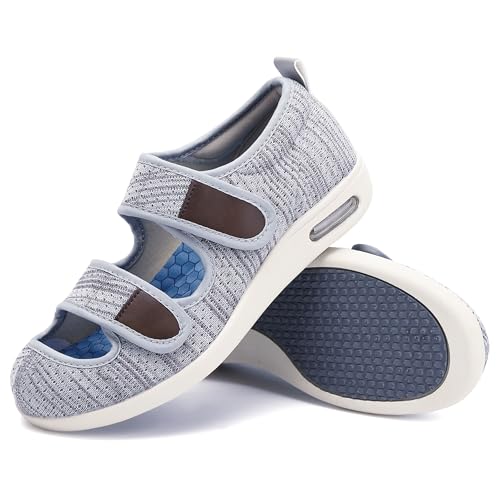 Elitechoice Diabetiker-Schuhe für Damen, breite Breite, ältere Menschen, verstellbarer Verschluss, leicht, atmungsaktiv, geschwollene Füße, Walking, Ödeme, Sneakers, 02 Hellgrau, 38.5 EU Weit Elitechoice Diabetiker-Schuhe für Damen, breite Breite, ältere Menschen, verstellbarer Verschluss, leicht, atmungsaktiv, geschwollene Füße, Walking, Ödeme, Sneakers, 02 Hellgrau, 38.5 EU Weit von Elitechoice