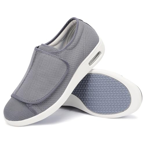 Elitechoice Diabetiker-Schuhe für Herren, breite Breite, ältere Herrenschuhe, verstellbarer Verschluss, leicht, atmungsaktiv, geschwollene Füße, Walking, Ödeme, Sneakers, Graues Obermaterial, 9 Wide Elitechoice Diabetiker-Schuhe für Herren, breite Breite, ältere Herrenschuhe, verstellbarer Verschluss, leicht, atmungsaktiv, geschwollene Füße, Walking, Ödeme, Sneakers, Graues Obermaterial, 9 Wide von Elitechoice