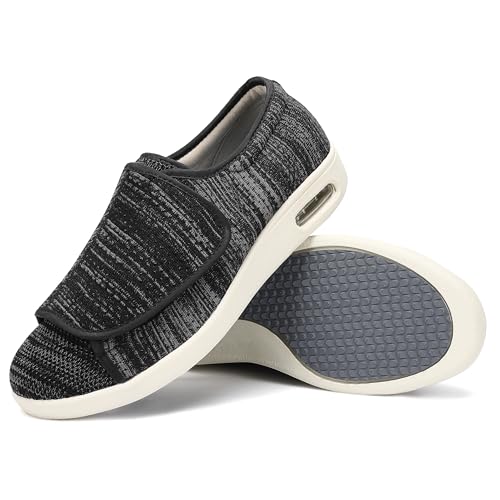 Elitechoice Diabetiker-Schuhe für Herren, breite Breite, ältere Herrenschuhe, verstellbarer Verschluss, leicht, atmungsaktiv, geschwollene Füße, Walking, Ödeme, Sneakers, Schwarz-graues Obermaterial Elitechoice Diabetiker-Schuhe für Herren, breite Breite, ältere Herrenschuhe, verstellbarer Verschluss, leicht, atmungsaktiv, geschwollene Füße, Walking, Ödeme, Sneakers, Schwarz-graues Obermaterial von Elitechoice
