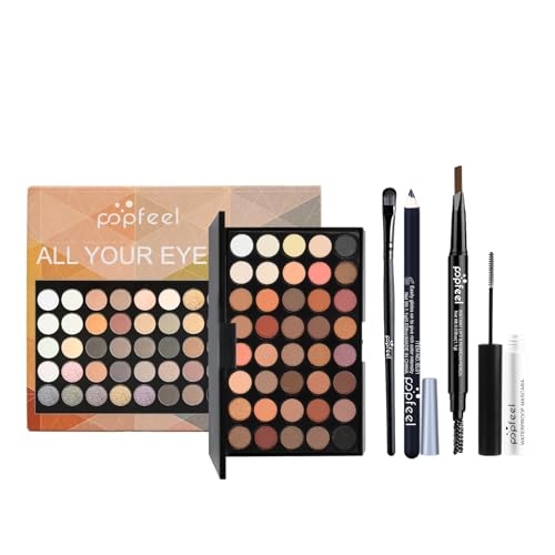 All-in-One Augen Makeup Set, Komplettes Make-up-Set mit 40 Farben Lidschatten Palette Mascara Brauenstift Eyeliner Make-up Pinsel, Alles in Einem Kosmetik für Mädchen Frauen Augen Schmink von Elitecran