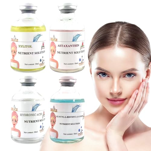 Sauerstoff Gesichtsmaschine Essenz 4 Flaschen Gesichtsnebel Nährstofflösung Set Spa Hautpflege Feuchtigkeits spendend Faltenreduzierung für trockene Haut Frauen Schönheitssalon Nutzung Elitzia von Elitzia