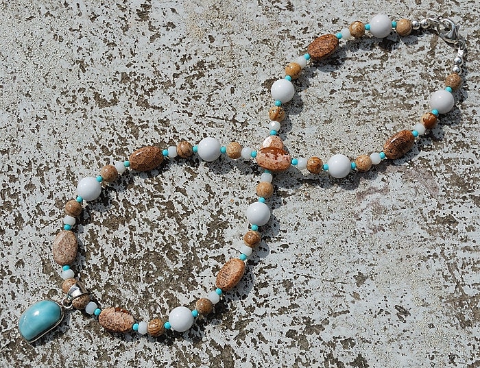 Larimar Anhänger, Türkis, Bild Jaspis, Koralle, Jade Halbedelstein Halskette, 925 Sterling Silber Kommunikation, Stressabbau Larimar Anhänger, Türkis, Bild Jaspis, Koralle, Jade Halbedelstein Halskette, 925 Sterling Silber Kommunikation, Stressabbau von ElixirofJoy