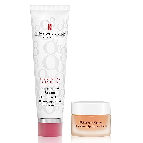 Elizabeth Arden Eight Hour Cream – Skin Protectant, 50 ml & Eight Hour Cream – Intensive Lip Repair Balm, 11,6 ml, Balsam für geschmeidige Lippen, für langanhaltende Feuchtigkeit & gepflegte Haut von Elizabeth Arden